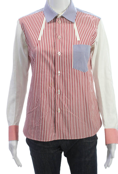 Shiro Sakai Mens Button Up Multicolor Striped Cotton Long Sleeve Size M