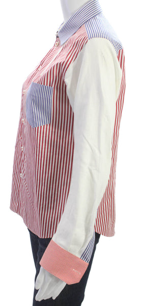 Shiro Sakai Mens Button Up Multicolor Striped Cotton Long Sleeve Size M