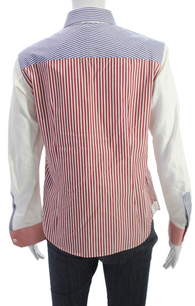 Shiro Sakai Mens Button Up Multicolor Striped Cotton Long Sleeve Size M