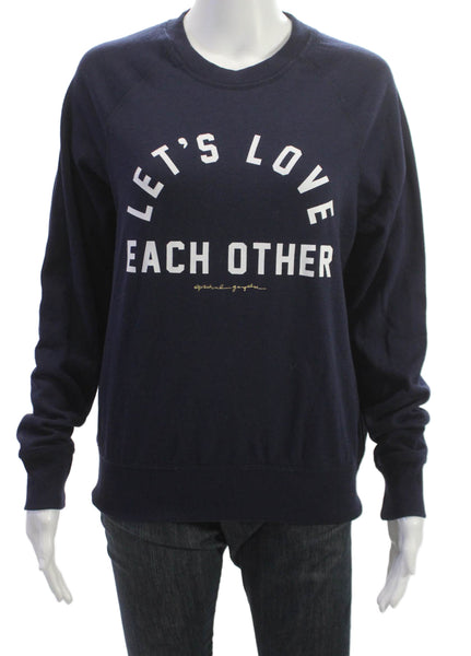 Spiritual Gangster Women Pullover Blue Crew Neck Long Sleeve Polyester Size S