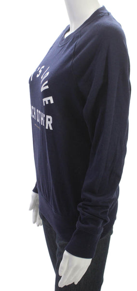 Spiritual Gangster Women Pullover Blue Crew Neck Long Sleeve Polyester Size S