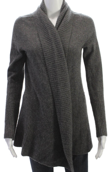 C by Bloomingdales Women Cardigan Cashmere Gray Cowl Neck Long Sleeve Size S