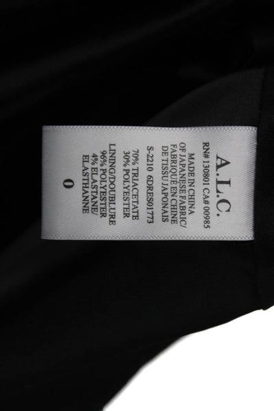 ALC Women Maxi Dress Black V Neck Long Sleeve Zip Triacetate Size 0