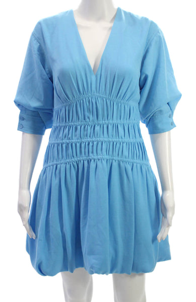Jonathan Simkhai Womens Fit & Flare Dress Blue V-Neck Half Sleeve Size 4
