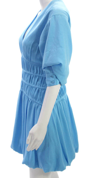 Jonathan Simkhai Womens Fit & Flare Dress Blue V-Neck Half Sleeve Size 4