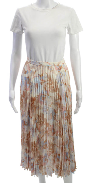 Vince Women Pleated Beige Skirt Knee Length Polyester Size 00
