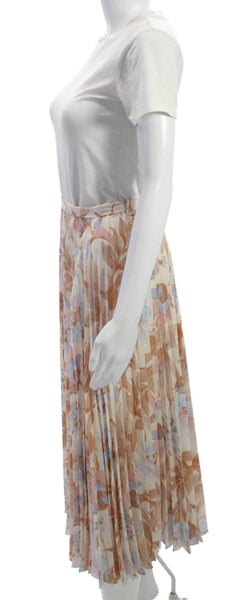 Vince Women Pleated Beige Skirt Knee Length Polyester Size 00
