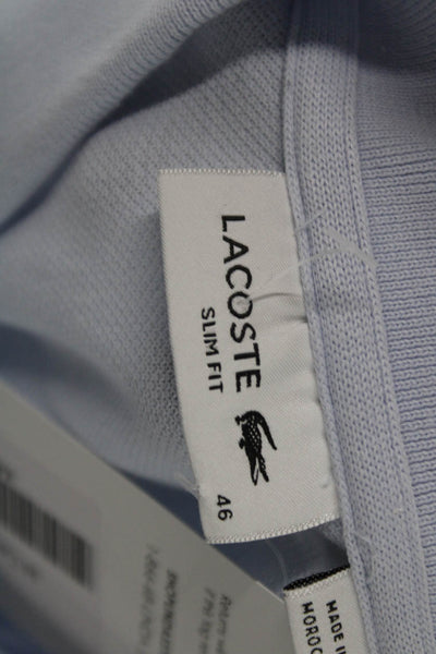 Lacoste Mens Short Sleeve Collared Knit Slim Polo Shirt Blue Cotton Size FR 36