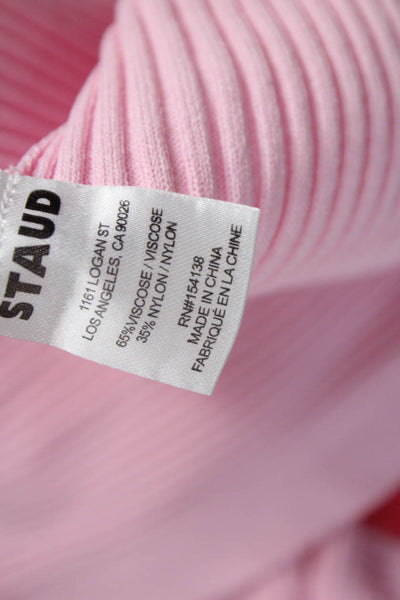Staud Womens Sweater Dress Pink Colorblock V Neck Long Sleeve Viscose Size M