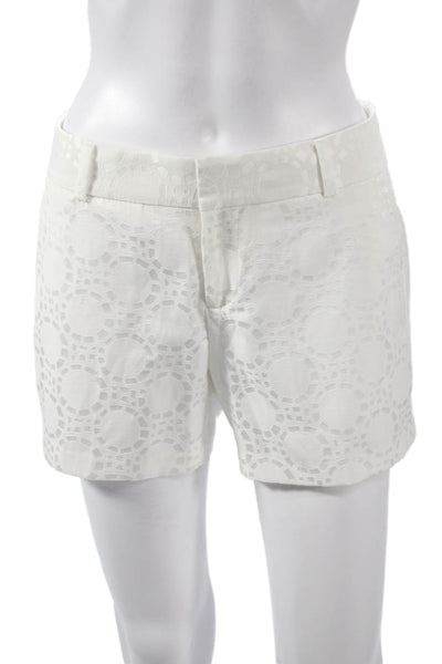 Banana Republic Women White Cotton Geometric Shorts Size 0