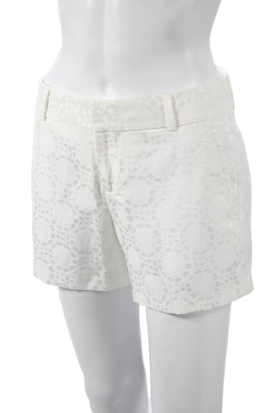 Banana Republic Women White Cotton Geometric Shorts Size 0