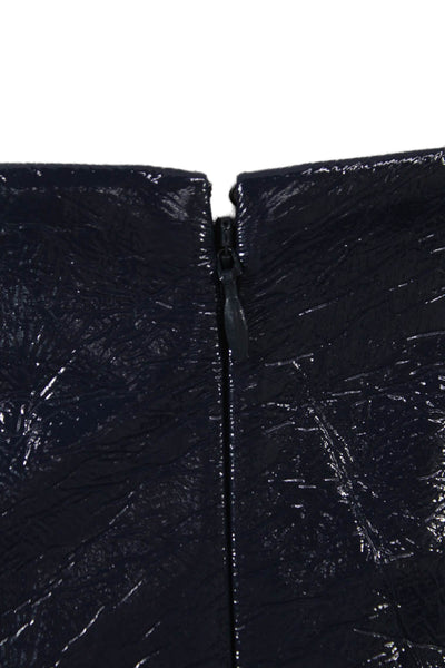 J Crew Womens Faux Leather Straight Pencil Skirt Knee Length Blue Zip Size 00