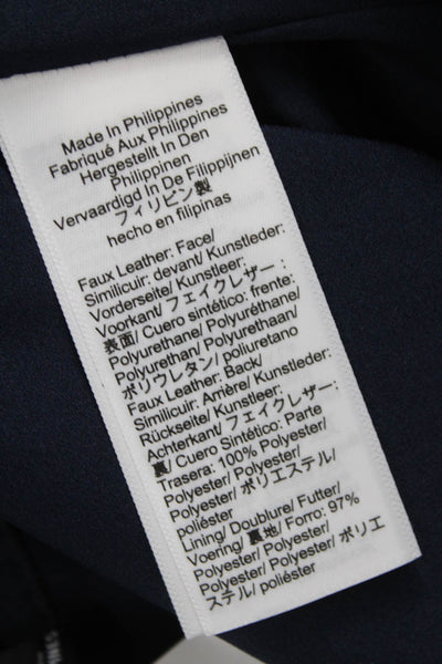 J Crew Womens Faux Leather Straight Pencil Skirt Knee Length Blue Zip Size 00