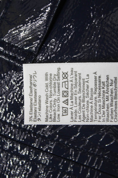 J Crew Womens Faux Leather Straight Pencil Skirt Knee Length Blue Zip Size 00