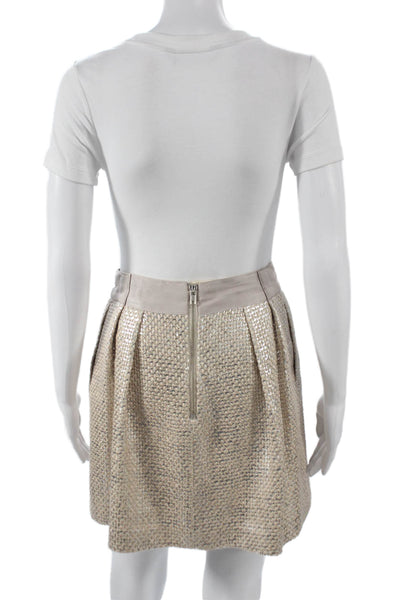 Milly Womens Pleated Skirt Beige Acrylic Short Zip Size 4