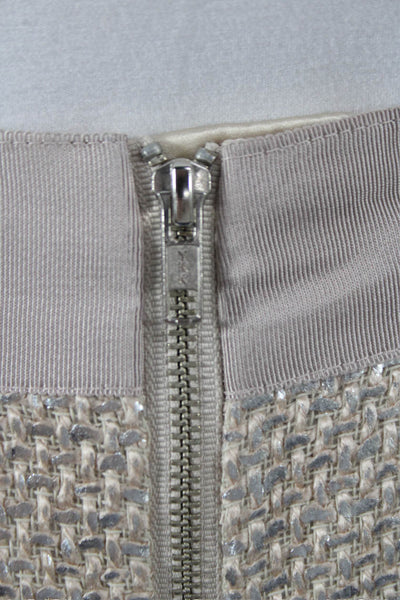 Milly Womens Pleated Skirt Beige Acrylic Short Zip Size 4