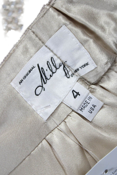 Milly Womens Pleated Skirt Beige Acrylic Short Zip Size 4