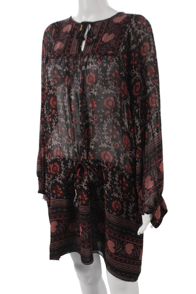 Ulla Johnson Women Shift Dress Black Silk Long Sleeve Short Size 2