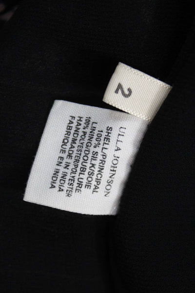 Ulla Johnson Women Shift Dress Black Silk Long Sleeve Short Size 2