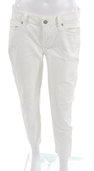 7 For All Mankind Womens Ankle Jeans White Cotton High Rise Size 28