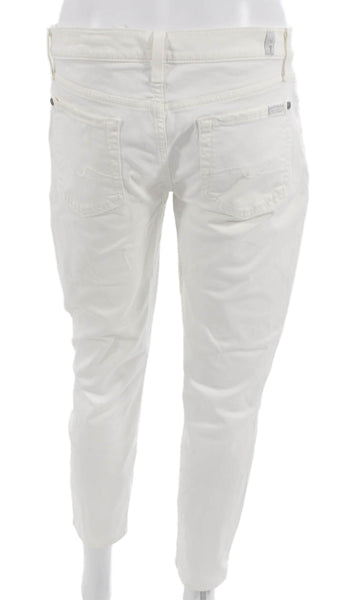 7 For All Mankind Womens Ankle Jeans White Cotton High Rise Size 28