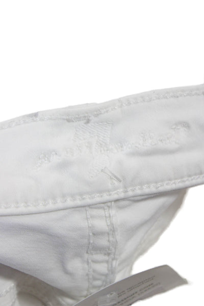 7 For All Mankind Womens Ankle Jeans White Cotton High Rise Size 28