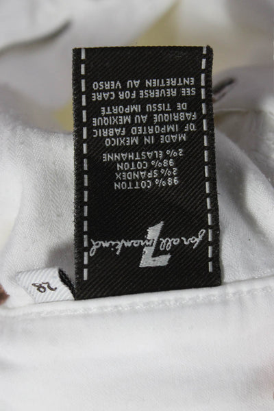 7 For All Mankind Womens Ankle Jeans White Cotton High Rise Size 28