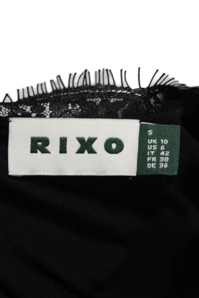 Rixo Women Dress Black V-Neck Long Sleeve Mini Knee Length Viscose Size 6
