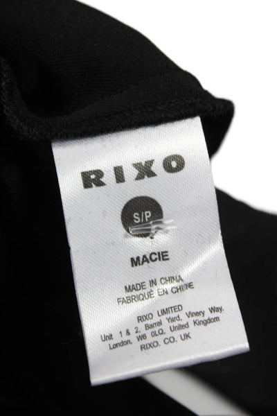 Rixo Women Dress Black V-Neck Long Sleeve Mini Knee Length Viscose Size 6