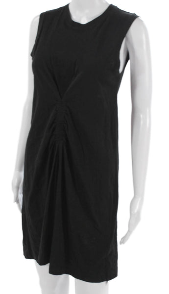 ATM Women Tank Dress Black Cotton Sleeveless Round Neck Size S