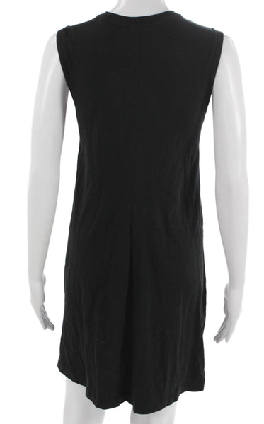ATM Women Tank Dress Black Cotton Sleeveless Round Neck Size S
