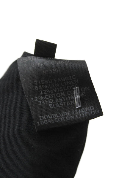 Isabel Marant Womens Mini V Neck Linen Blend Dress Black Zip Sleeveless Size 38