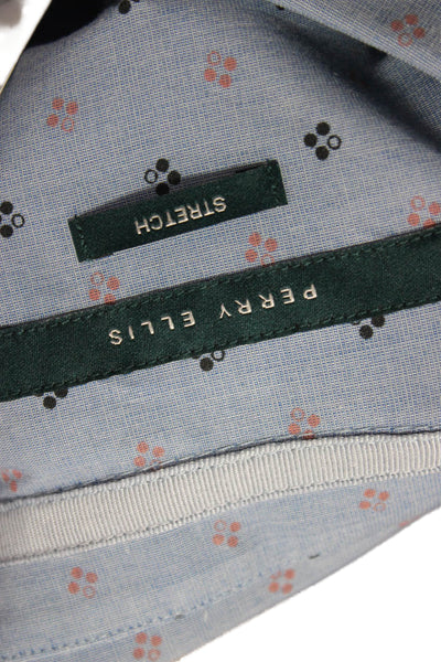Perry Ellis Mens Blue Dress Shirt Button Up Cotton Blend Long Sleeve Size XL