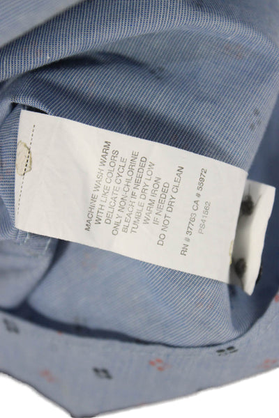 Perry Ellis Mens Blue Dress Shirt Button Up Cotton Blend Long Sleeve Size XL