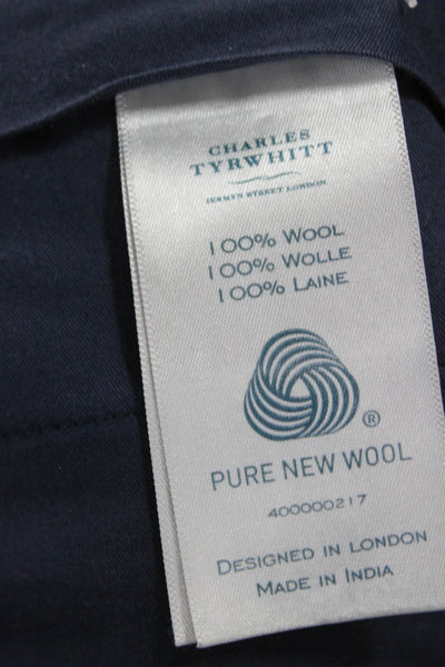 Charles Tyrwhitt Mens Dress Pants Blue Wool Button Front Size 38