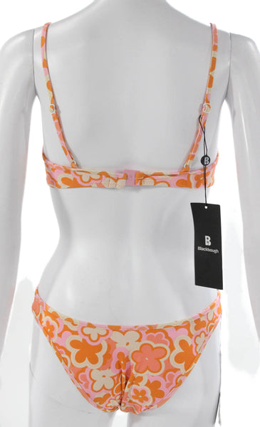 Blackbough Womens Orange Floral Two Piece Bikini Nylon Size S