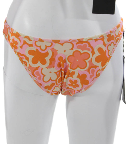 Blackbough Womens Orange Floral Two Piece Bikini Nylon Size S