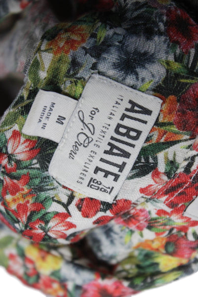 J Crew Mens Button Up Linen Floral Short Sleeve Collared Shirt Size M