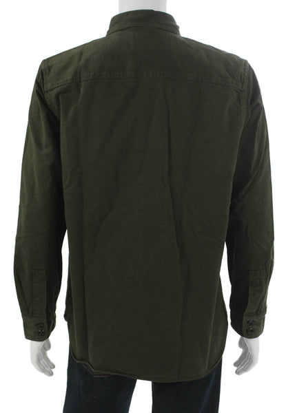 BR Mens Green Cotton Collared Button Up Jacket Long Sleeve Fall Size M