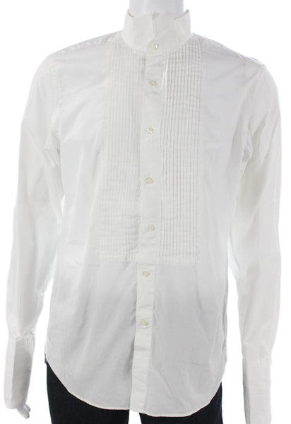 J Crew Mens Button Up Dress Shirt White Collared Cotton Long Sleeve Size M