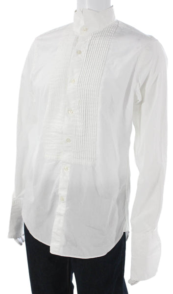 J Crew Mens Button Up Dress Shirt White Collared Cotton Long Sleeve Size M