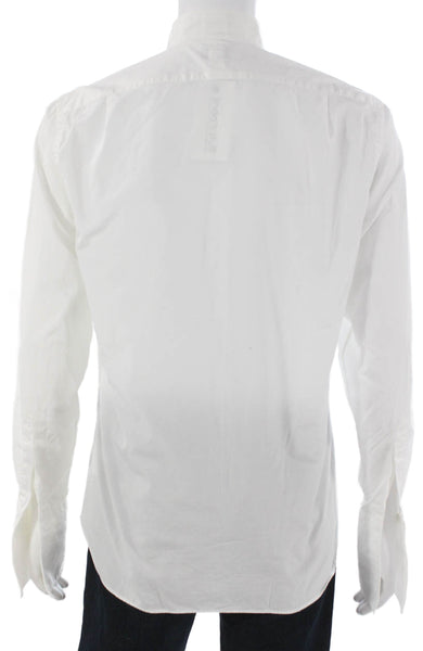 J Crew Mens Button Up Dress Shirt White Collared Cotton Long Sleeve Size M
