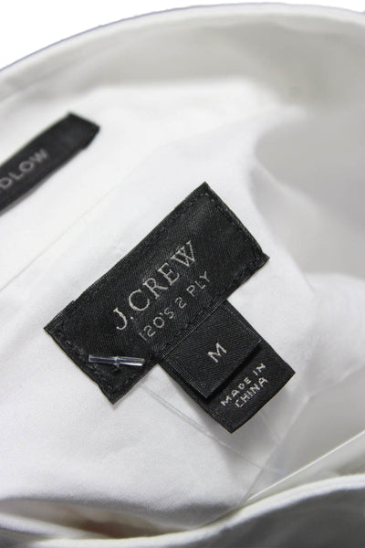 J Crew Mens Button Up Dress Shirt White Collared Cotton Long Sleeve Size M