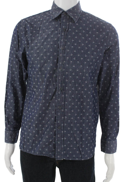 Brooks Brothers Mens Blue Long Sleeve Button Up Graphic Shirt Size S