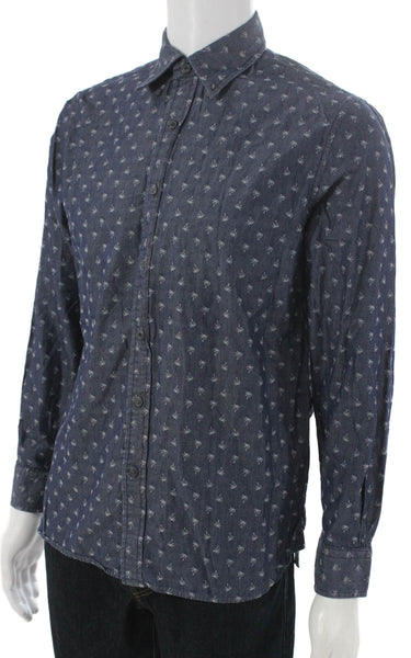 Brooks Brothers Mens Blue Long Sleeve Button Up Graphic Shirt Size S