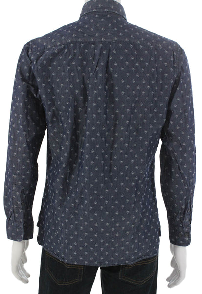 Brooks Brothers Mens Blue Long Sleeve Button Up Graphic Shirt Size S
