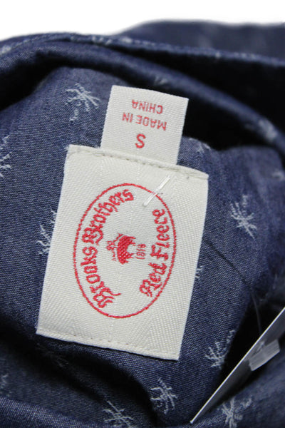 Brooks Brothers Mens Blue Long Sleeve Button Up Graphic Shirt Size S