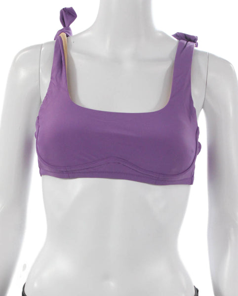 J Crew Womens Purple Solid Recycled Polyamide Bikini Top Swimwear Size S