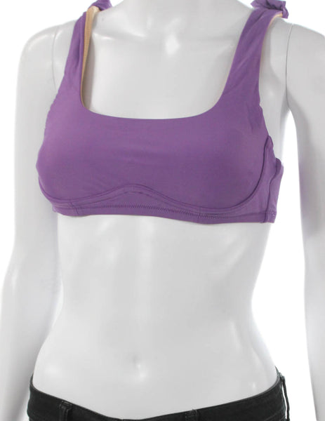 J Crew Womens Purple Solid Recycled Polyamide Bikini Top Swimwear Size S
