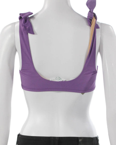 J Crew Womens Purple Solid Recycled Polyamide Bikini Top Swimwear Size S